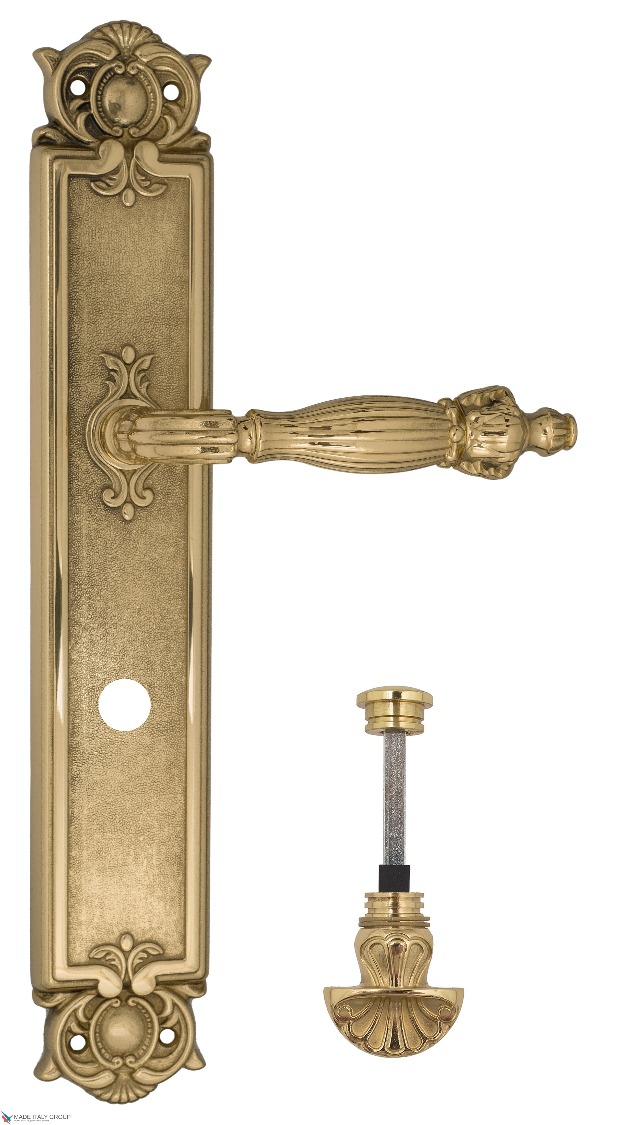 Дверная ручка Venezia "OLIMPO" WC-4 на планке PL97 полированная латунь
