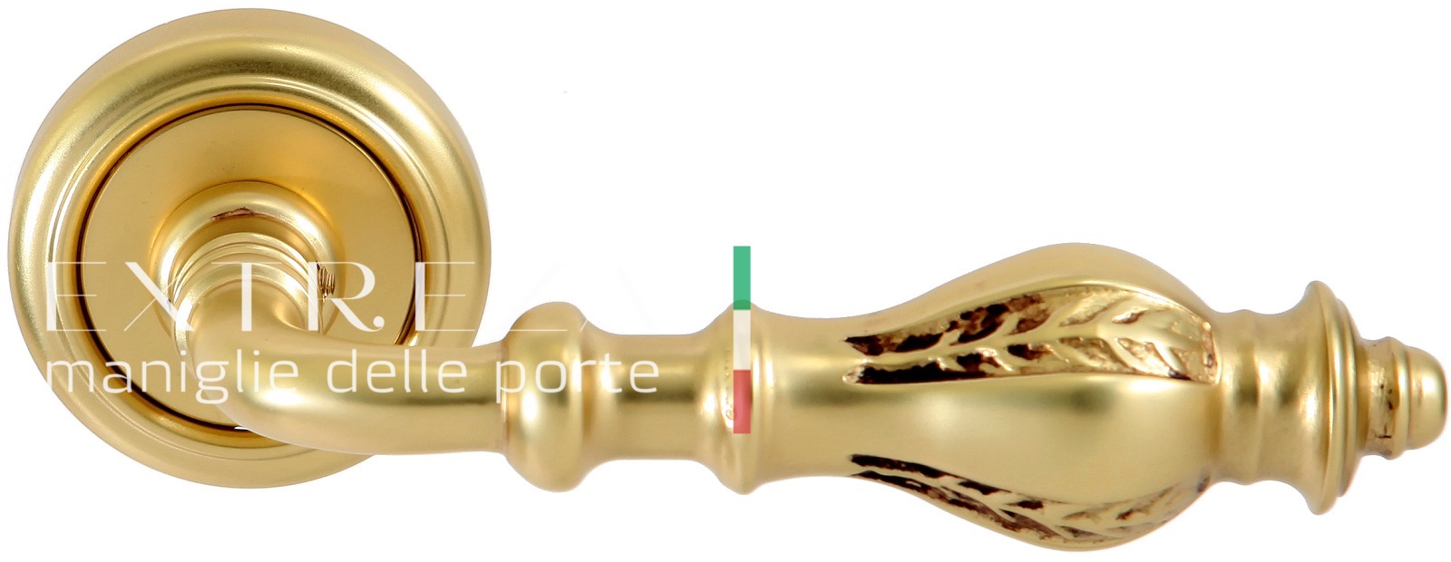 Ручка дверная Extreza EVITA (Эвита) 301 на розетке R01 французское золото + коричневый F59