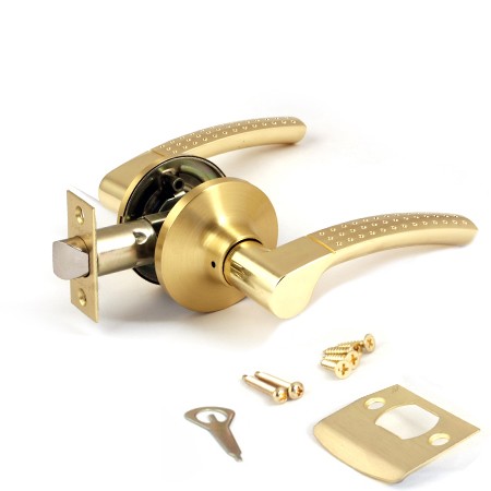 Ручка защелка (кноб) дверная нажимная Apecs 8026-05-GM/G без фиксатора матовое золото