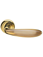 Ручка дверная Morelli Luxury MURANO R4 OTL/AMBRA раздельная на круглом основании, цвет золото/янтарь, латунь