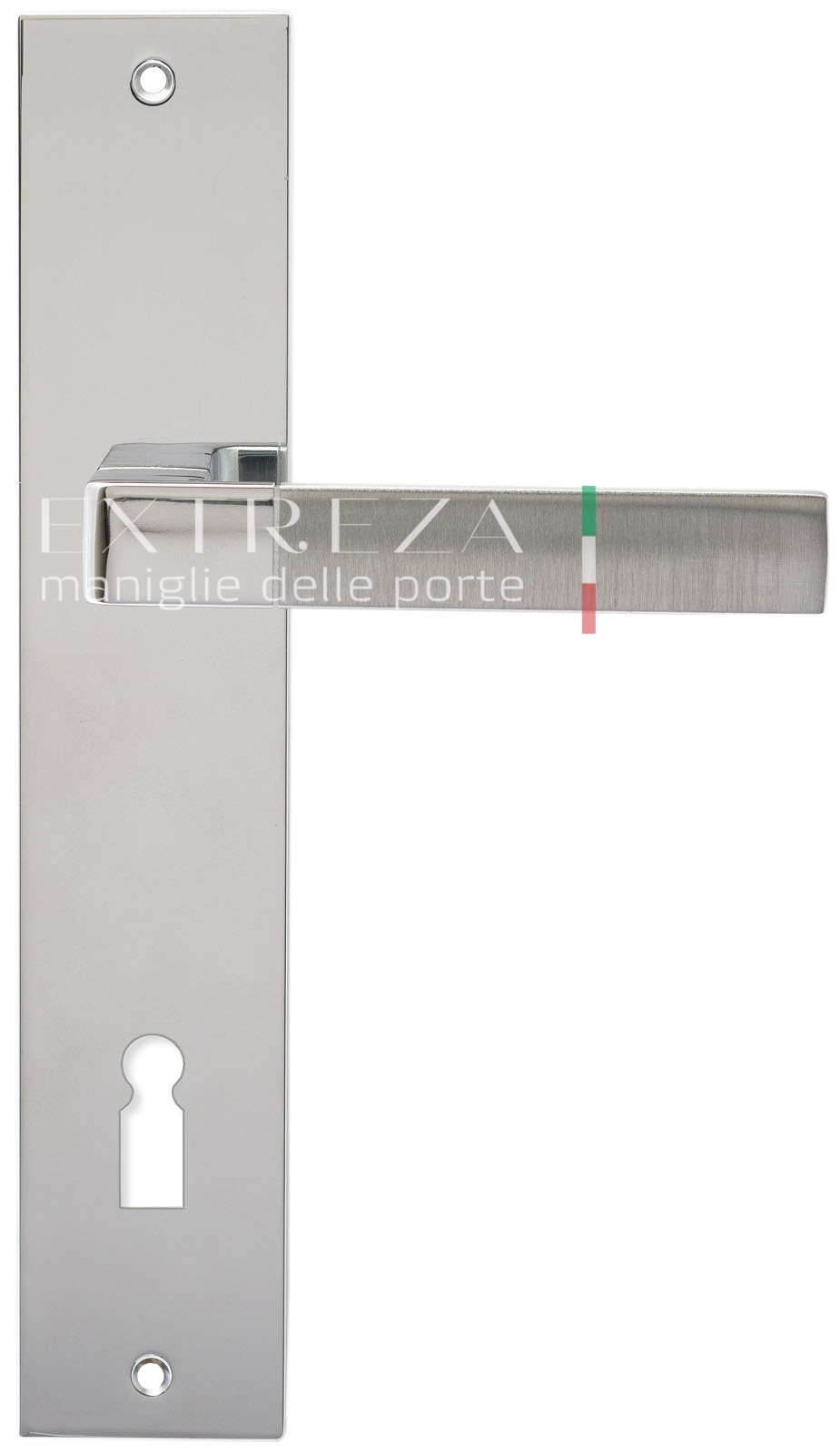 Ручка дверная Extreza Hi-Tech FIORE (Фьоре) 110 на планке PL11 KEY матовый хром / хром F05 / F04
