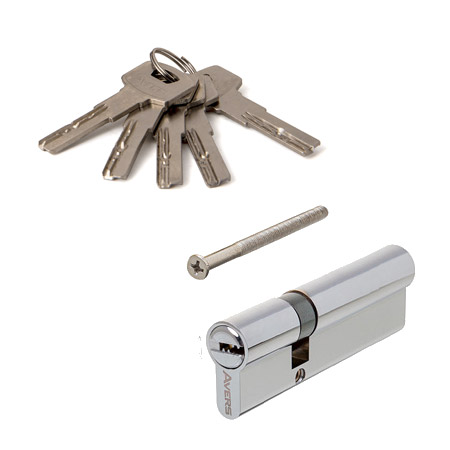 Цилиндр для замка ключ / ключ Avers ZM-90(35/55)-CR хром