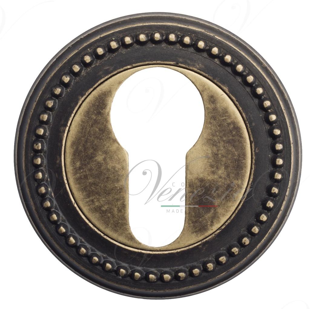Накладка дверная с круглым основанием под цилиндр Venezia Cyl-1 D3 античная бронза