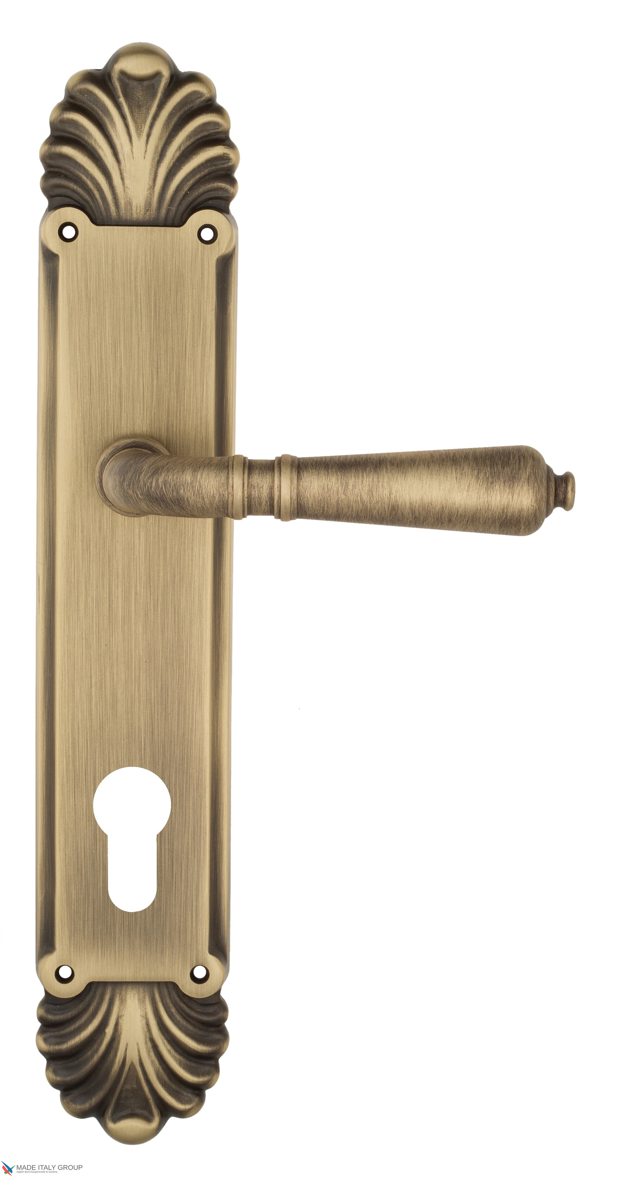 Дверная ручка Venezia "VIGNOLE" CYL на планке PL87 матовая бронза