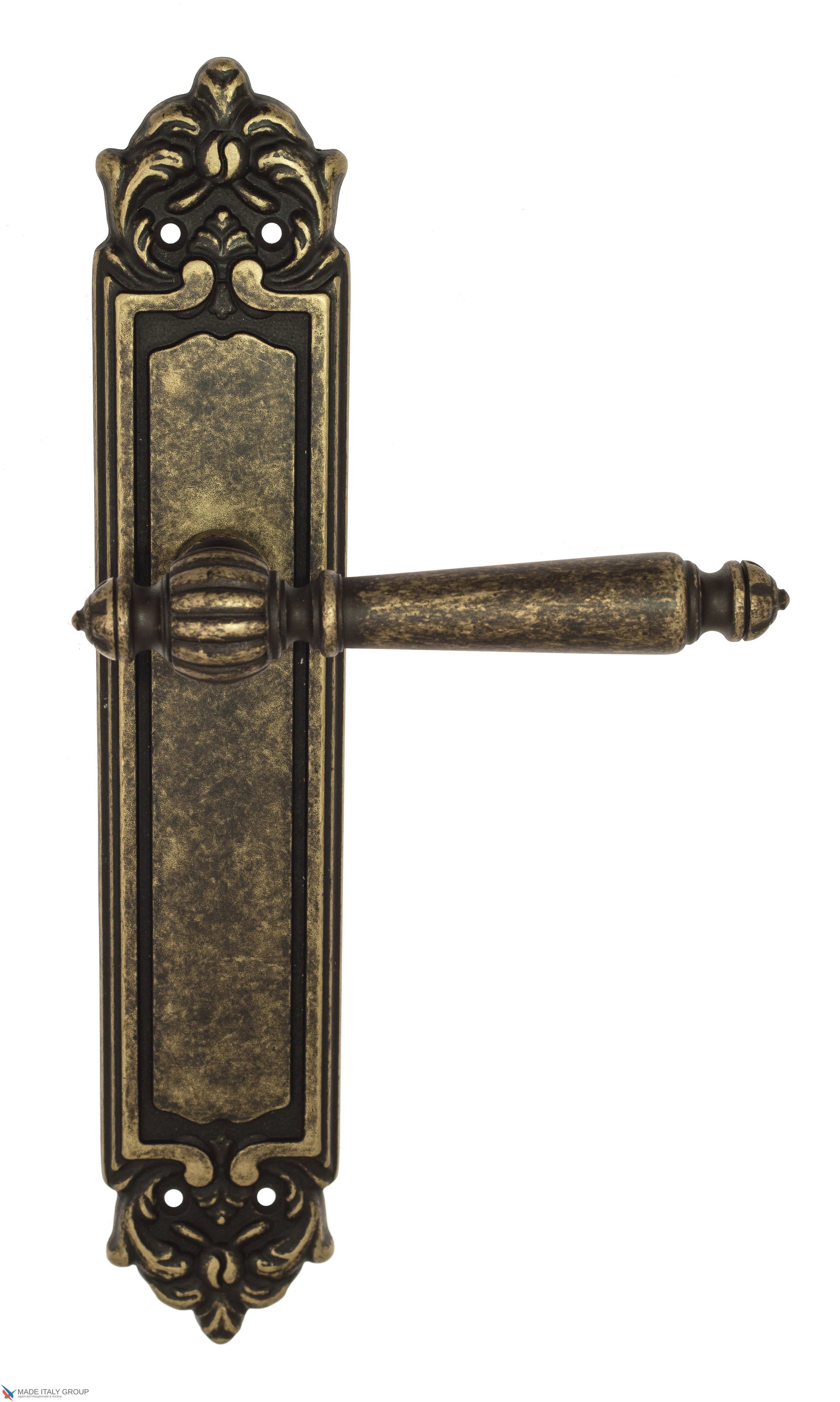 Дверная ручка Venezia "PELLESTRINA" на планке PL96 античная бронза
