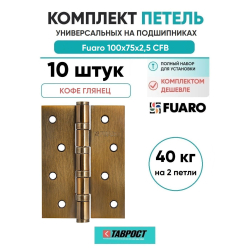 Комплект 10 шт. - Петля дверная универсальная стальная Fuaro 4BB 100x75x2,5 CFB