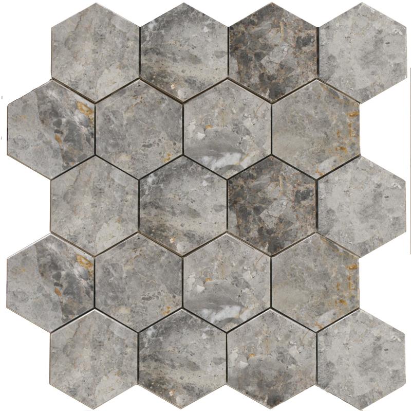 Мозайка из мрамора Stone4Home Hexagon LgP чип 74x74 30,5х27