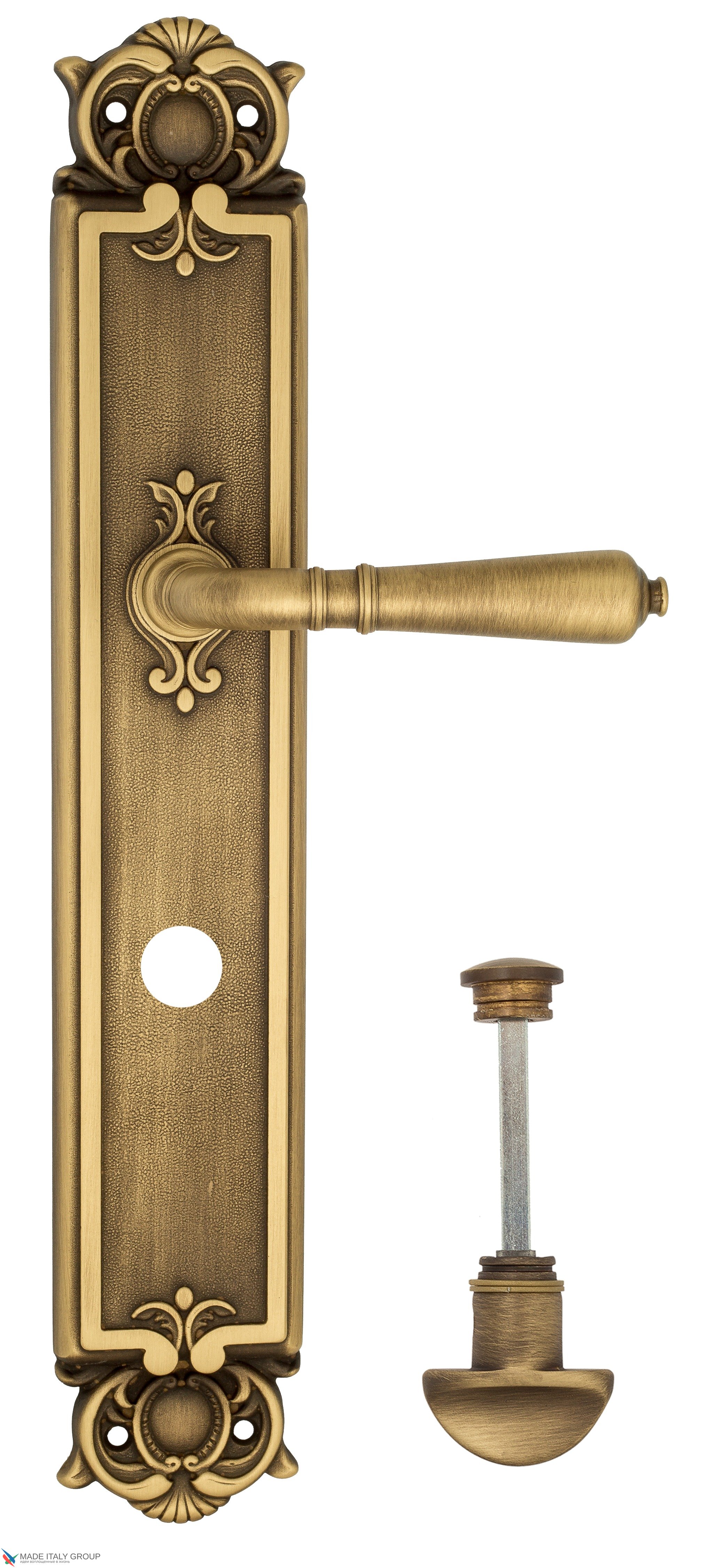 Дверная ручка Venezia "VIGNOLE" WC-2 на планке PL97 матовая бронза