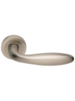 Ручка дверная Morelli Luxury AIR R2 NIS раздельная на круглой розетке, цвет матовый никель, латунь