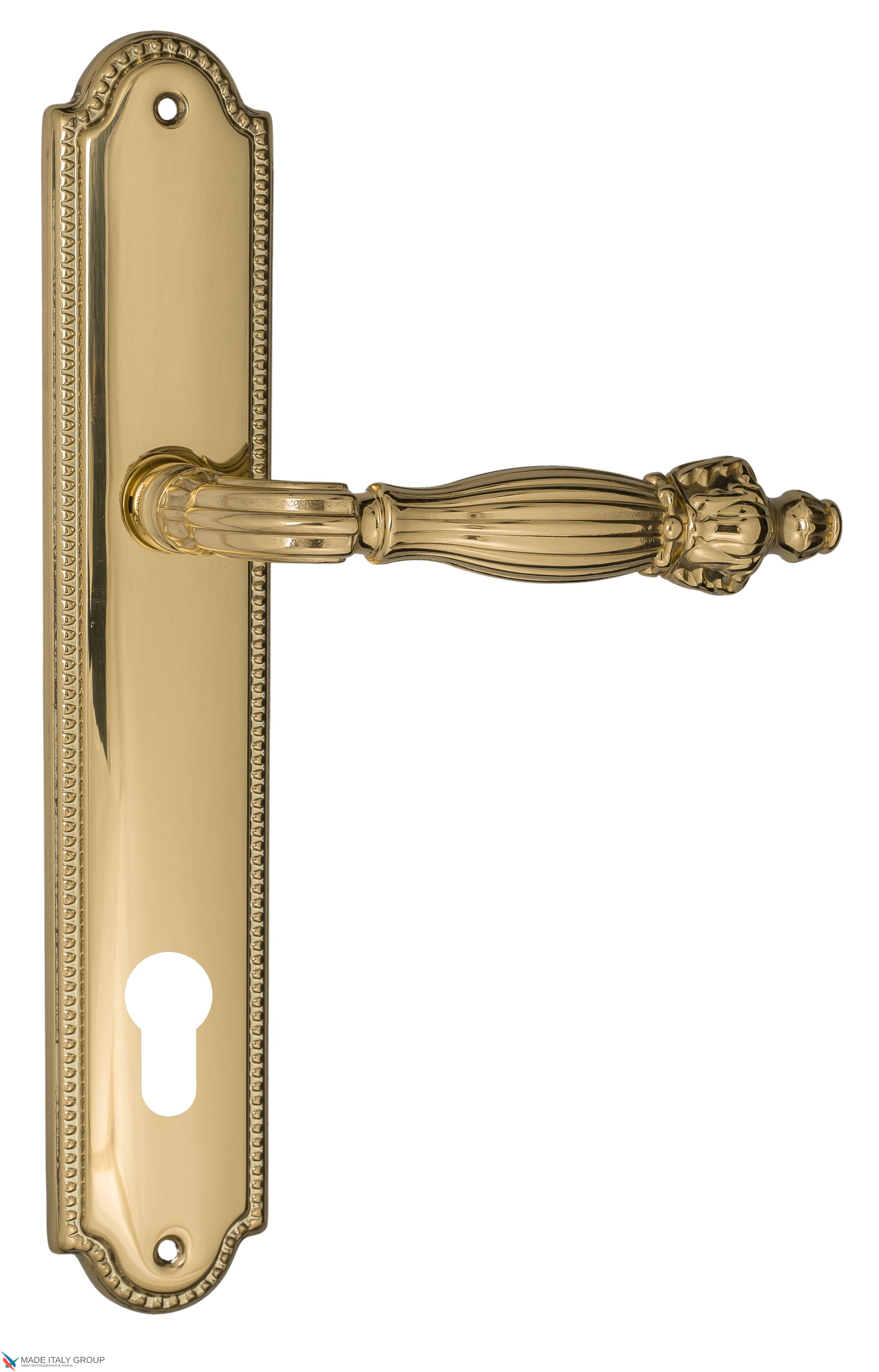 Дверная ручка Venezia "OLIMPO" CYL на планке PL98 полированная латунь