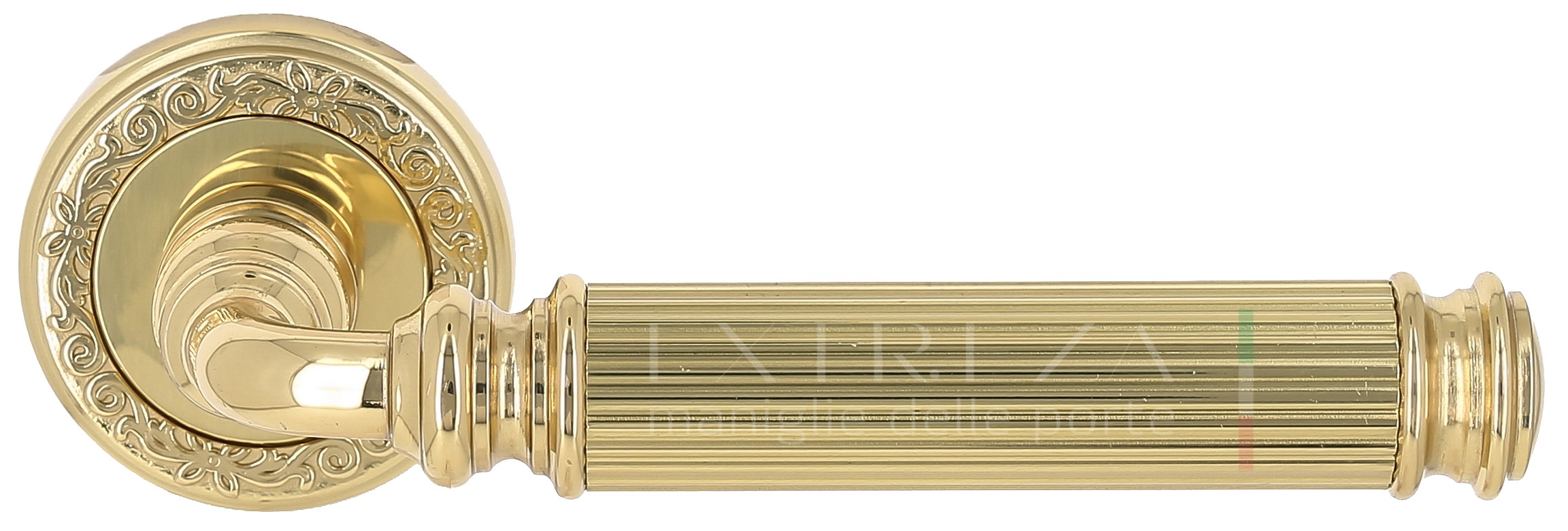 Ручка дверная Extreza BENITO (Бенито) 307 на розетке R06 полированная латунь F01