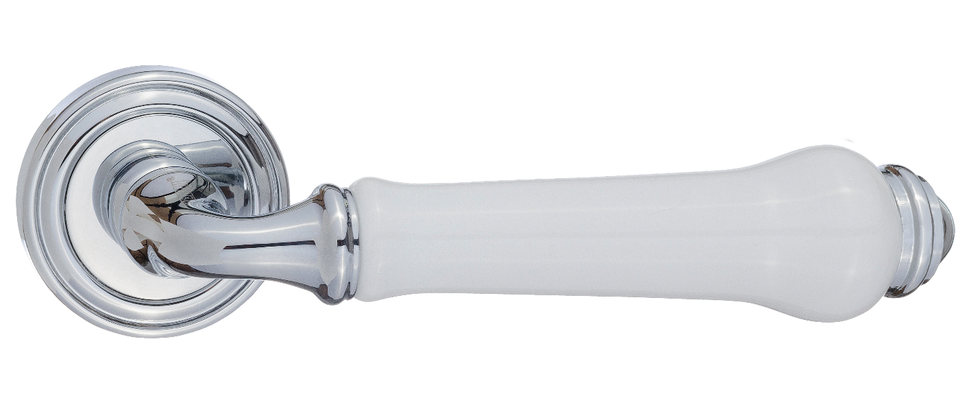 Ручки дверные RENZ INDH 617-16 CP/WH Сиракузы хром блестящий/белая керамика