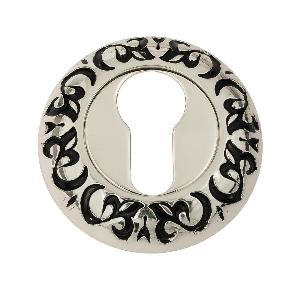 Накладка дверная с круглым основанием под цилиндр Venezia Cyl-1 D4 натуральное серебро