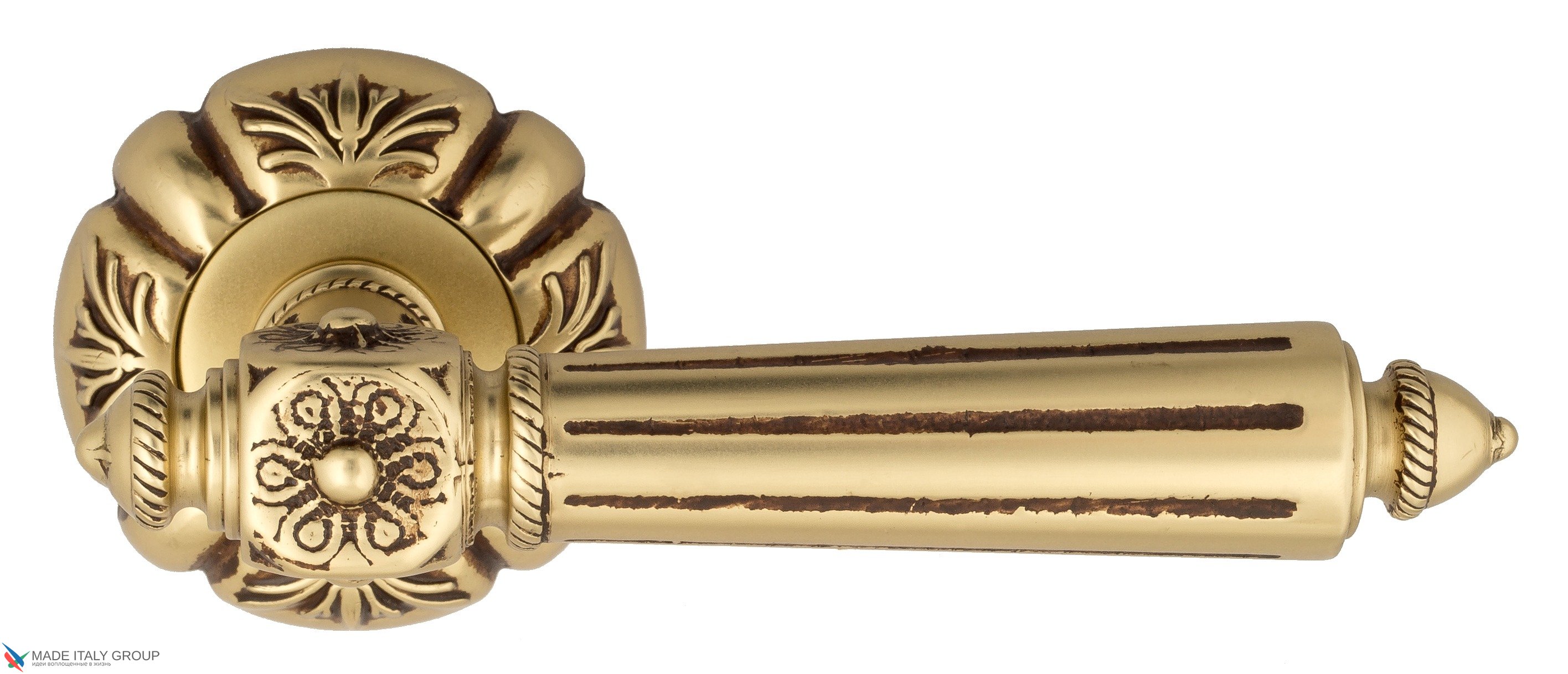 Дверная ручка Venezia "CASTELLO" D5 французское золото + коричневый