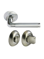 Комплект дверных ручек Morelli MH-03 SN/CP с заверткой MH-WC SN/CP, цвет белый никель/хром