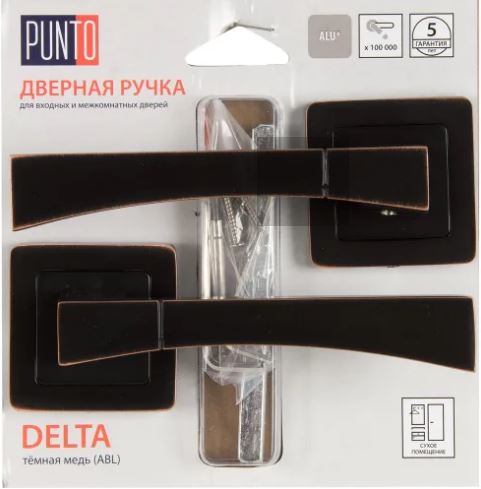 Ручки дверные межкомнатные Punto PLUTON QR/HD ABL-28 темная медь