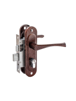 Замок Zenit (Зенит) врезной цилиндровый с защёлкой в комплекте с ручкой ЗВ4-50.01 (медь), 5 кл.