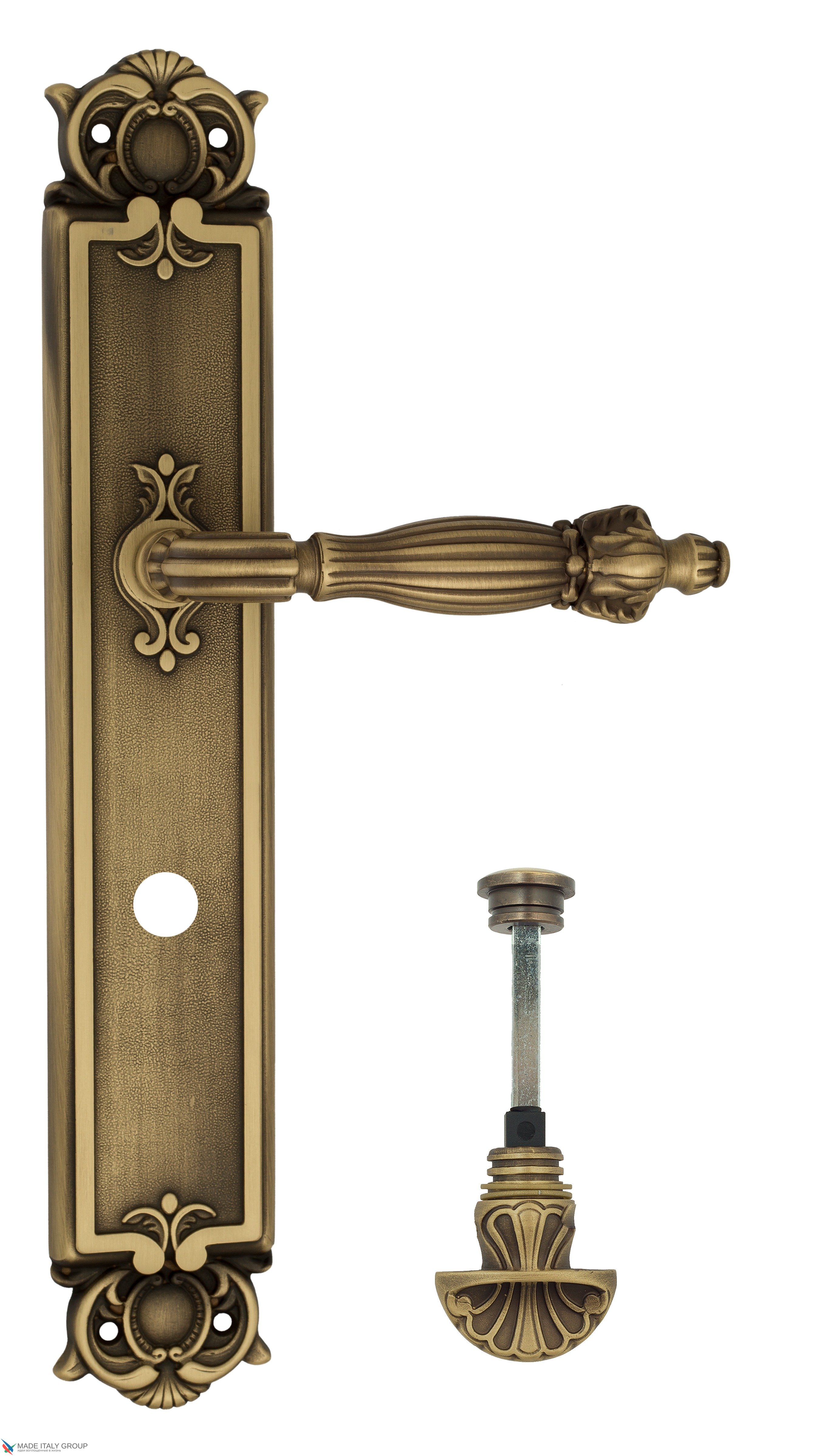 Дверная ручка Venezia "OLIMPO" WC-4 на планке PL97 матовая бронза