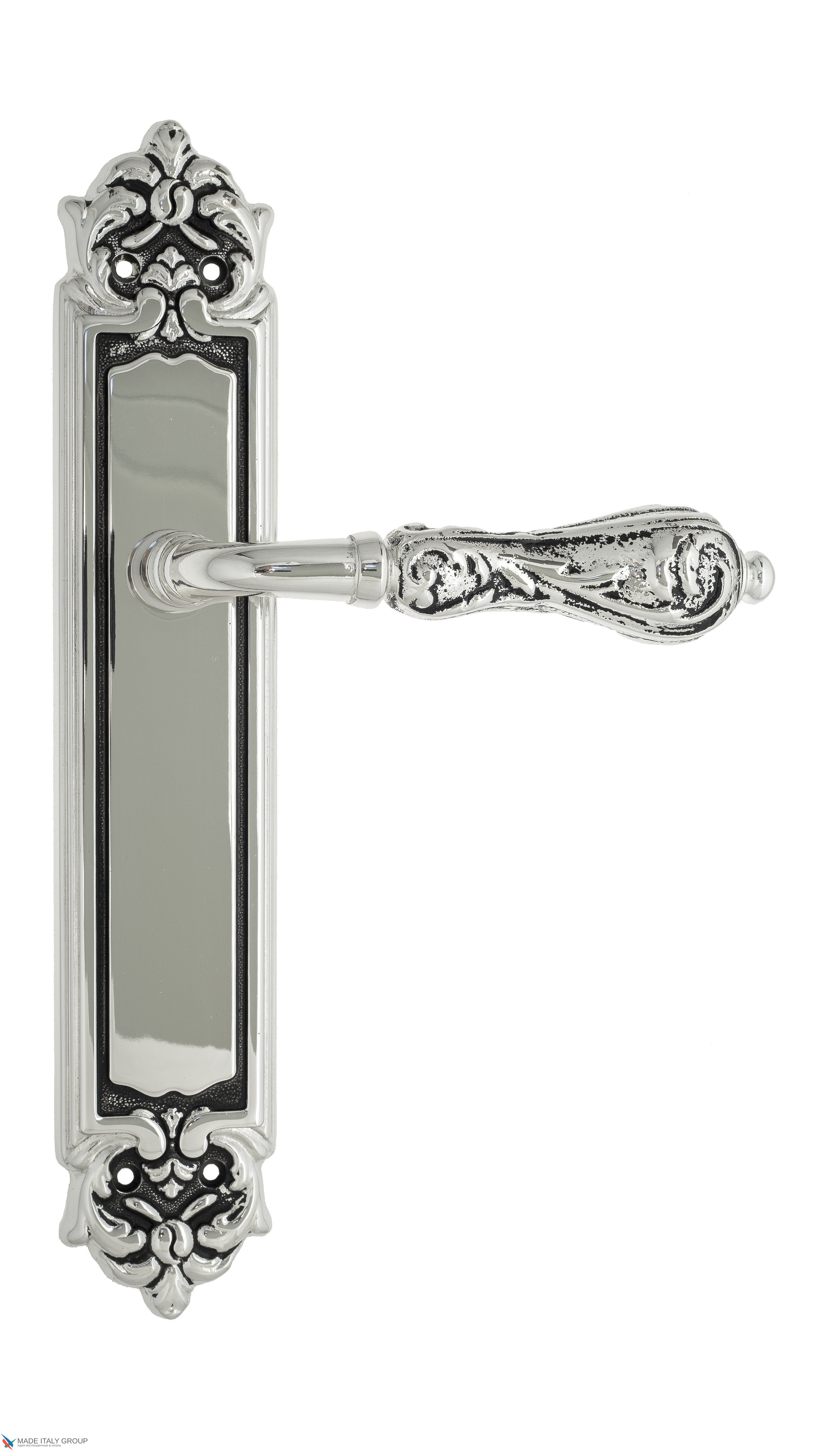 Дверная ручка Venezia "MONTE CRISTO" на планке PL96 натуральное серебро + черный