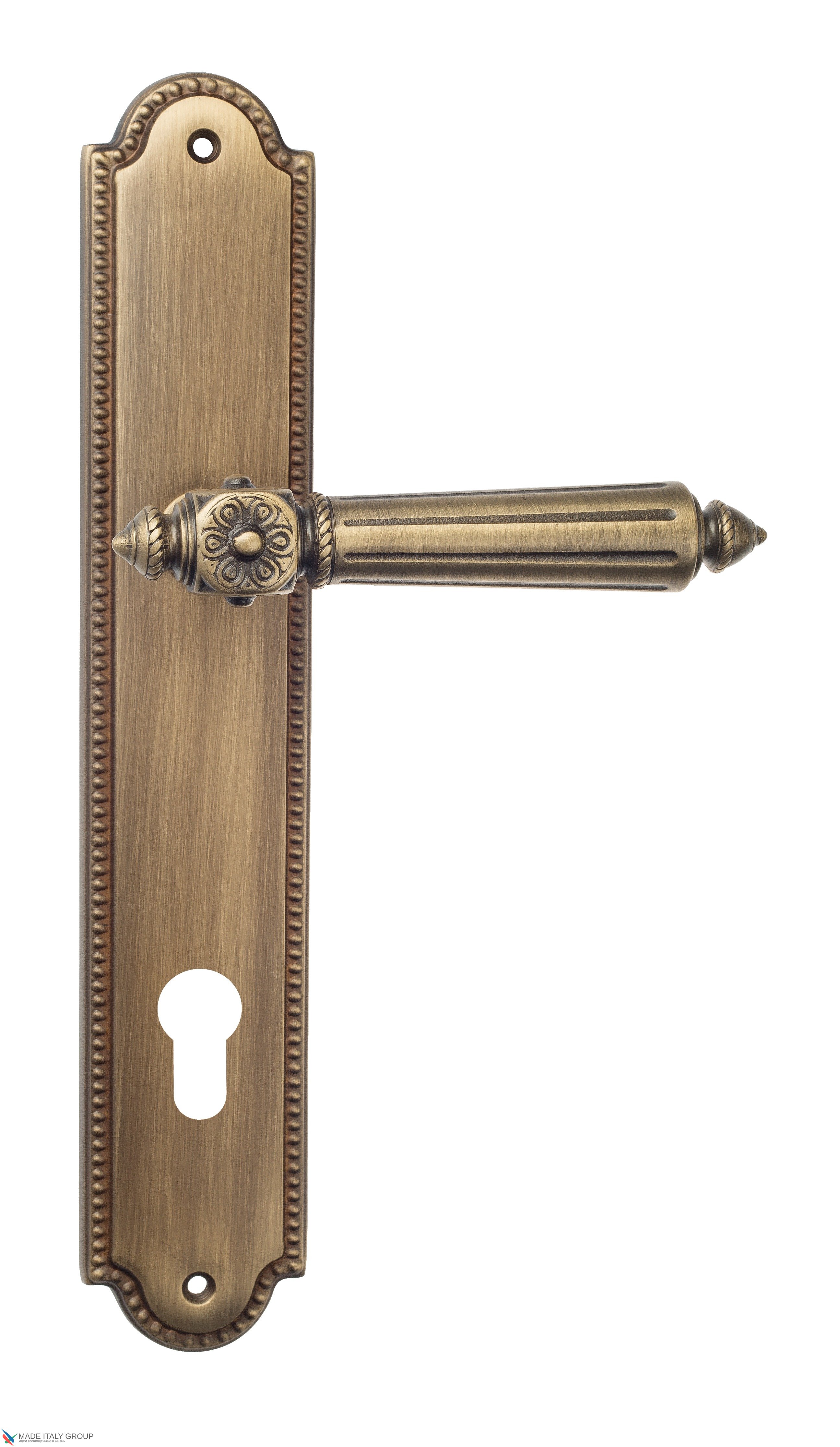 Дверная ручка Venezia "CASTELLO" CYL на планке PL98 матовая бронза