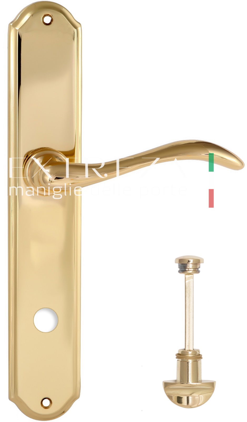 Ручка дверная Extreza AGATA (Агата) 310 на планке PL01 WC полированное золото F01