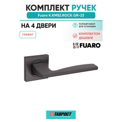 Комплект на 4 двери - Ручка дверная межкомнатная Fuaro K.KM52.ROCK GR-23 графит