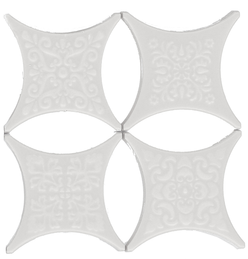 Керамогранит Absolut keramika Core Estrella Set Core Blanco 4 вида в ассортим вставка 6,7х6,7