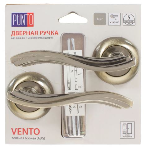 Ручки дверные межкомнатные Punto VENTO ML/HD ABG-6 зеленая бронза