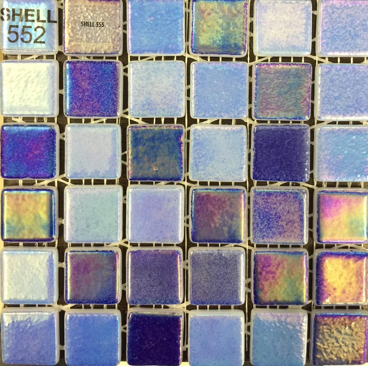 Мозаика Vidrepur Shell Mix Deep Blue 552/555 (на сетке) 31,7х31,7