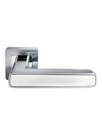 Ручка дверная Morelli FLEX MH-44 SC/CP-S55 раздельная на квадратной накладке, цвет матовый хром/хром, ЦАМ Light