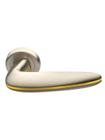Ручка дверная Morelli Luxury SUNRISE R4 NIS/GIALLO раздельная на круглой розетке, цвет матовый никель/желтый, латунь