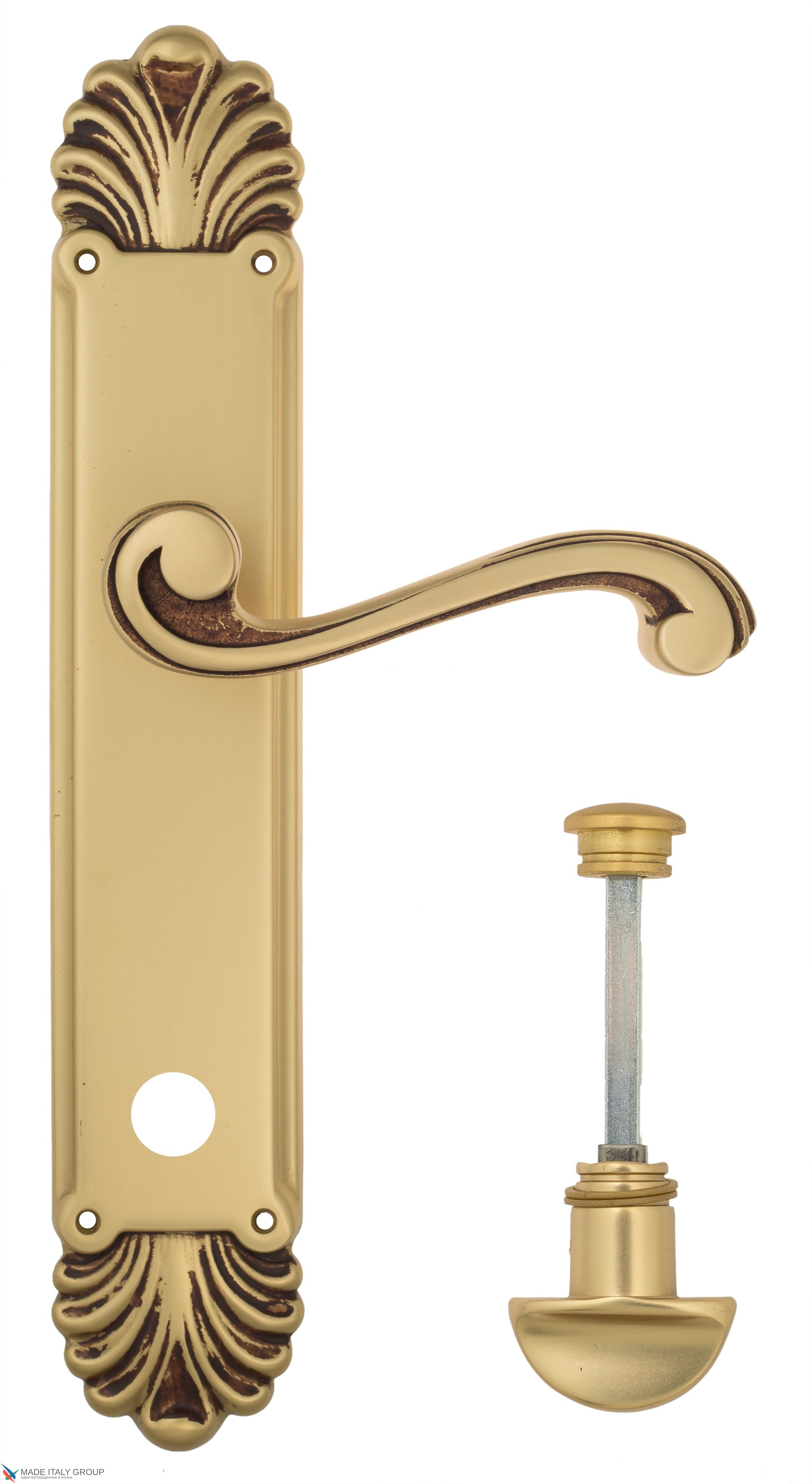 Дверная ручка Venezia "VIVALDI" WC-2 на планке PL87 французское золото + коричневый