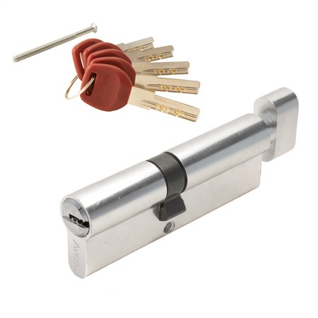 Цилиндр для замка ключ / вертушка Avers JM-90(40/50C)-C-CR хром