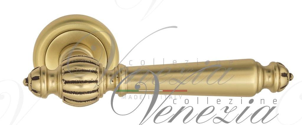 Ручка дверная межкомнатная Venezia Pellestrina D1 французское золото+коричневый