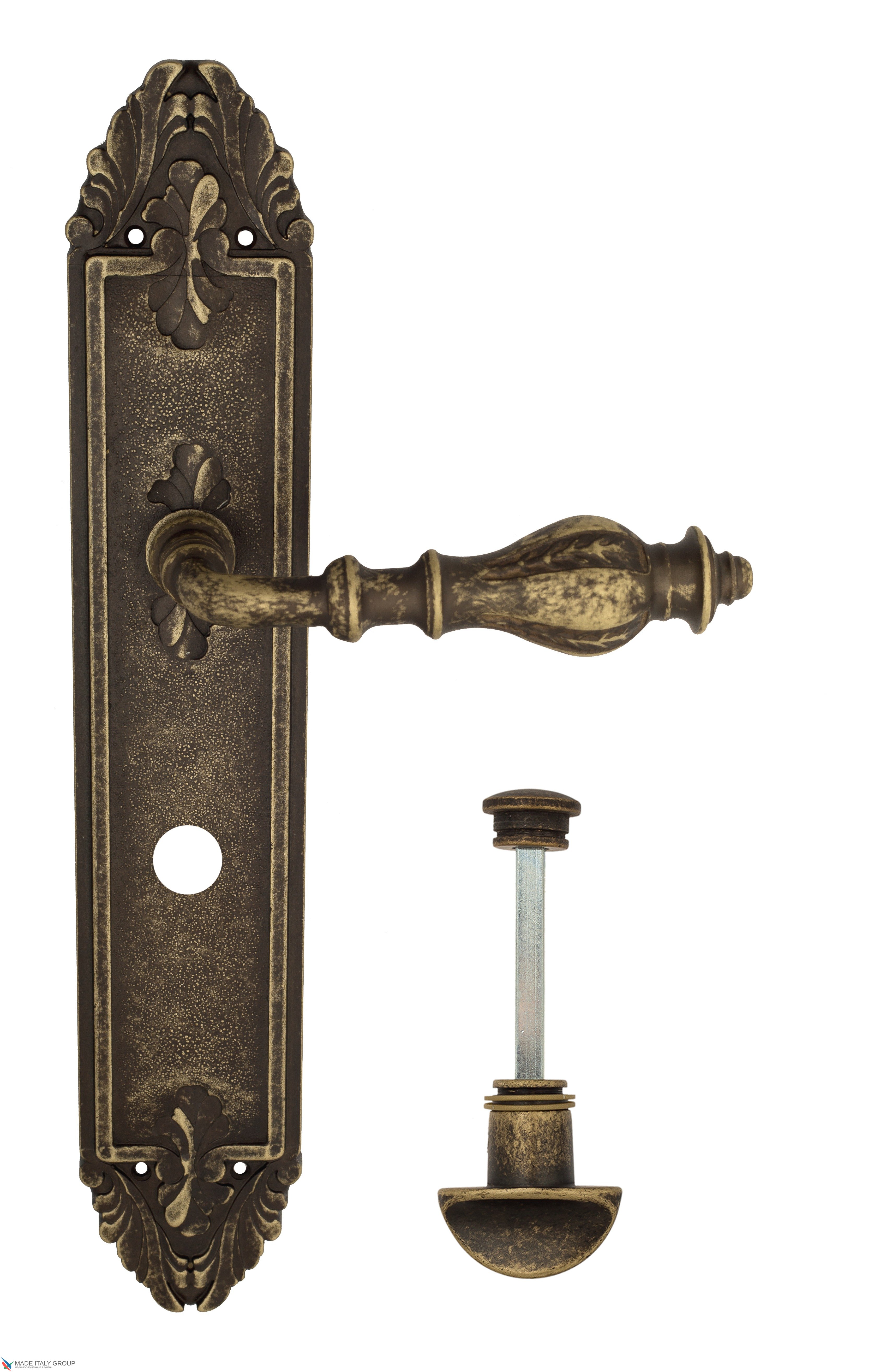 Дверная ручка Venezia "GIFESTION" WC-2 на планке PL90 античная бронза