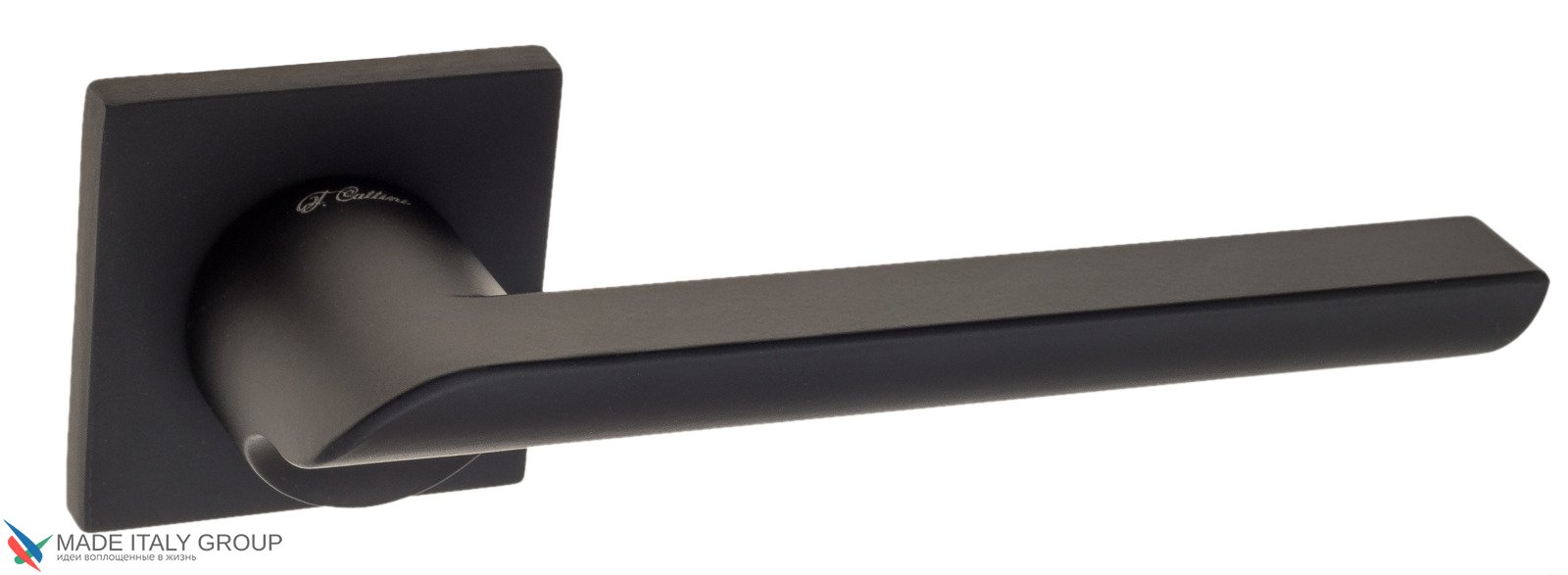 Дверная ручка на квадратном основании Fratelli Cattini "WOO" 8FS-NM матовый черный