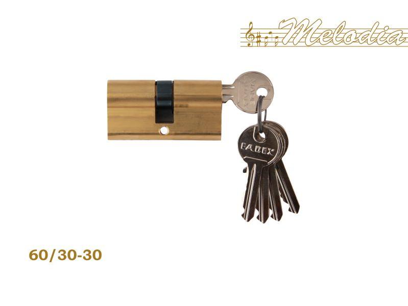 Цилиндр для замка Melodia 60mm (25+10+25) Полированная латунь ключ/ключ