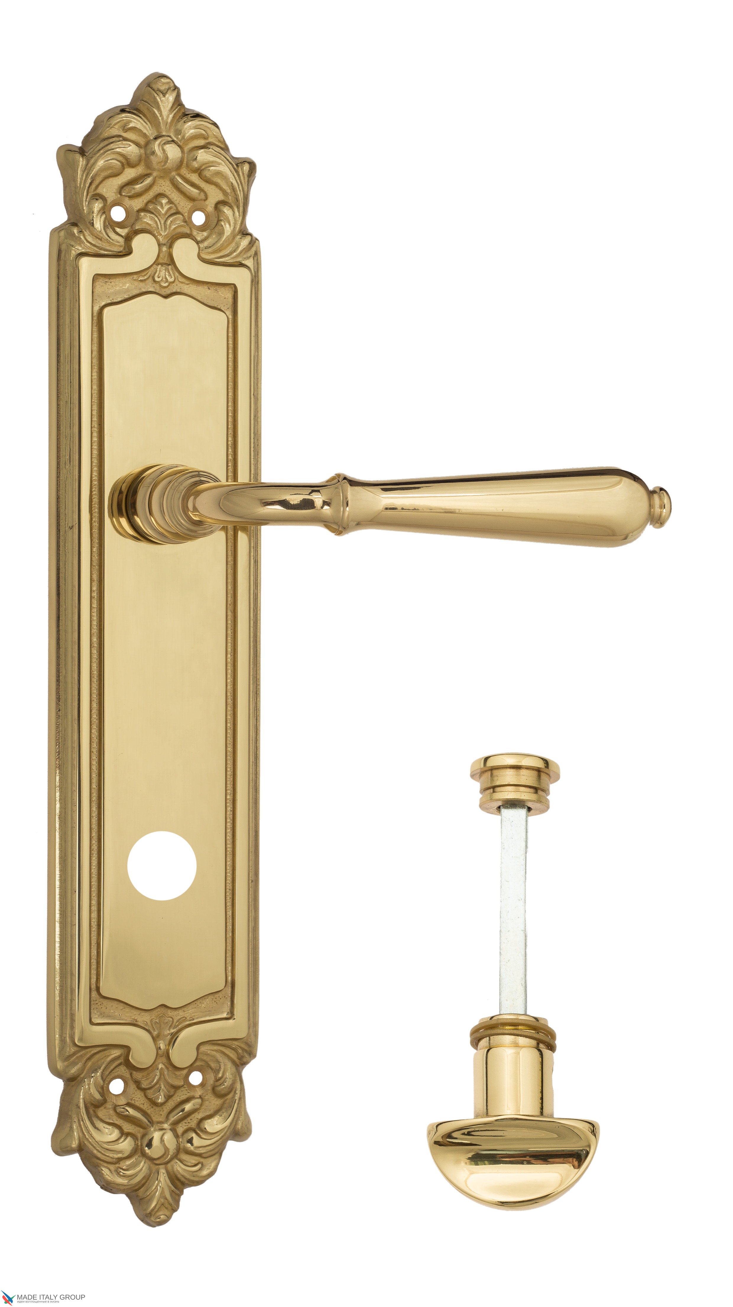 Дверная ручка Venezia "CLASSIC" WC-2 на планке PL96 полированная латунь