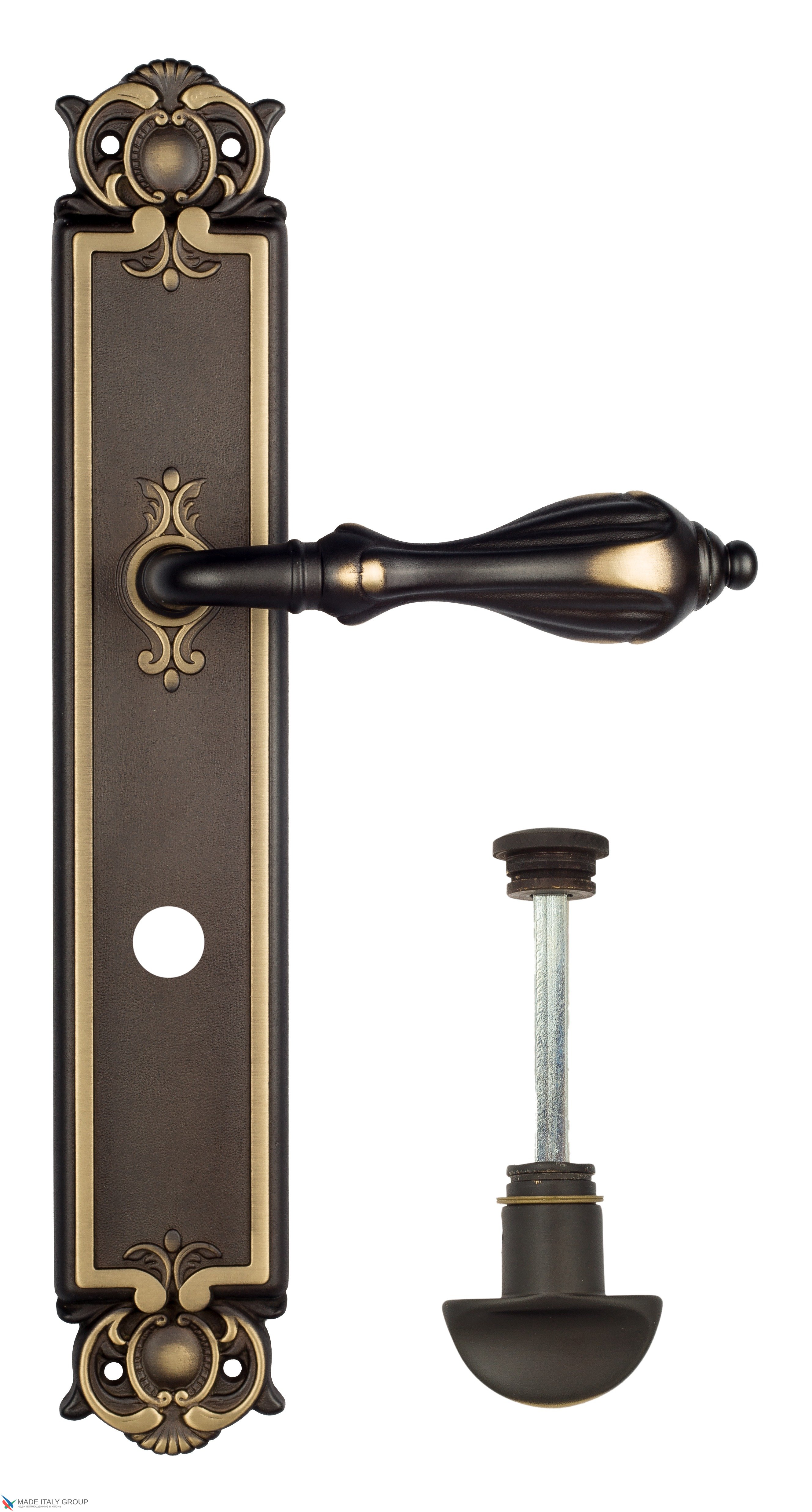 Дверная ручка Venezia "ANAFESTO" WC-2 на планке PL97 темная бронза