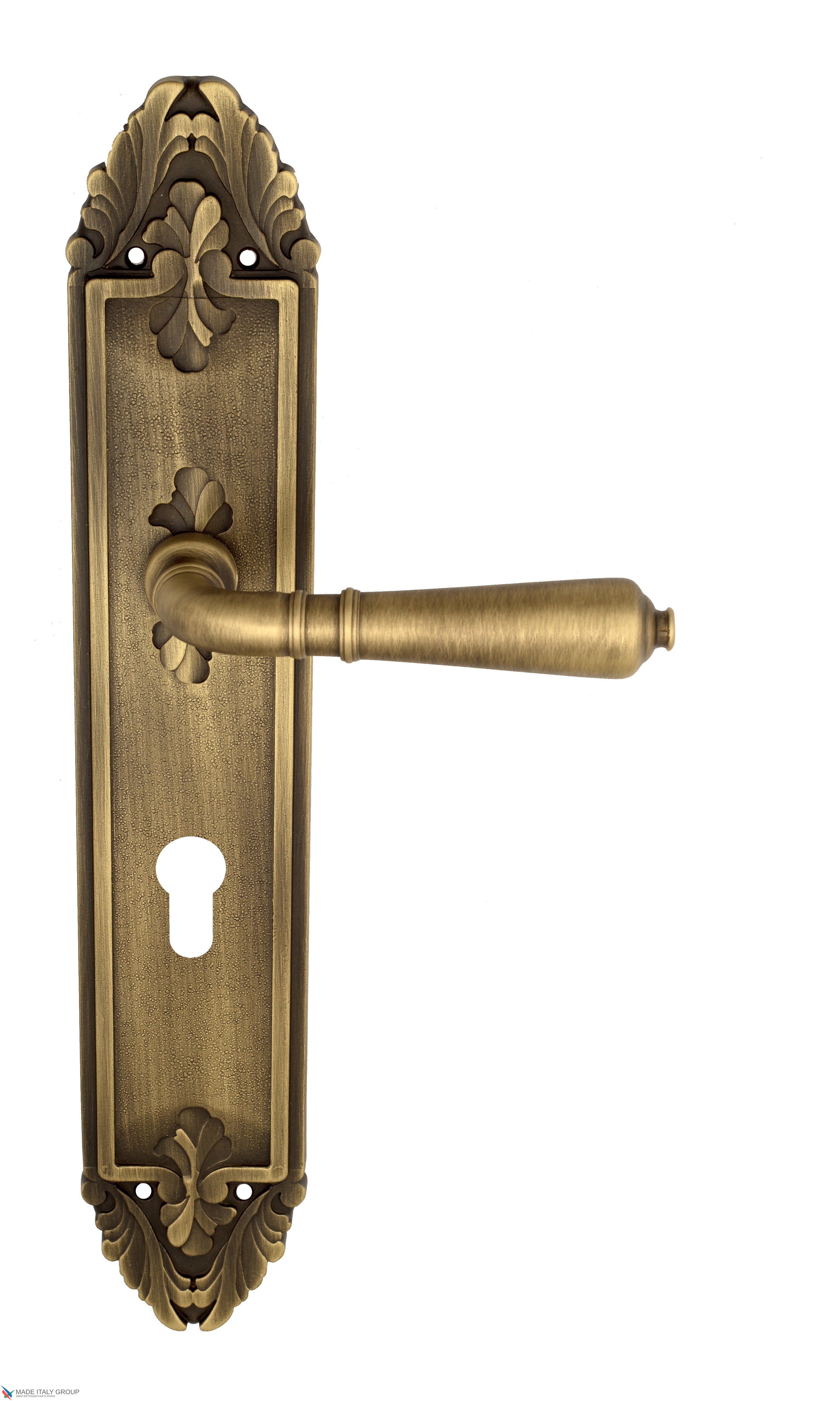 Дверная ручка Venezia "VIGNOLE" CYL на планке PL90 матовая бронза