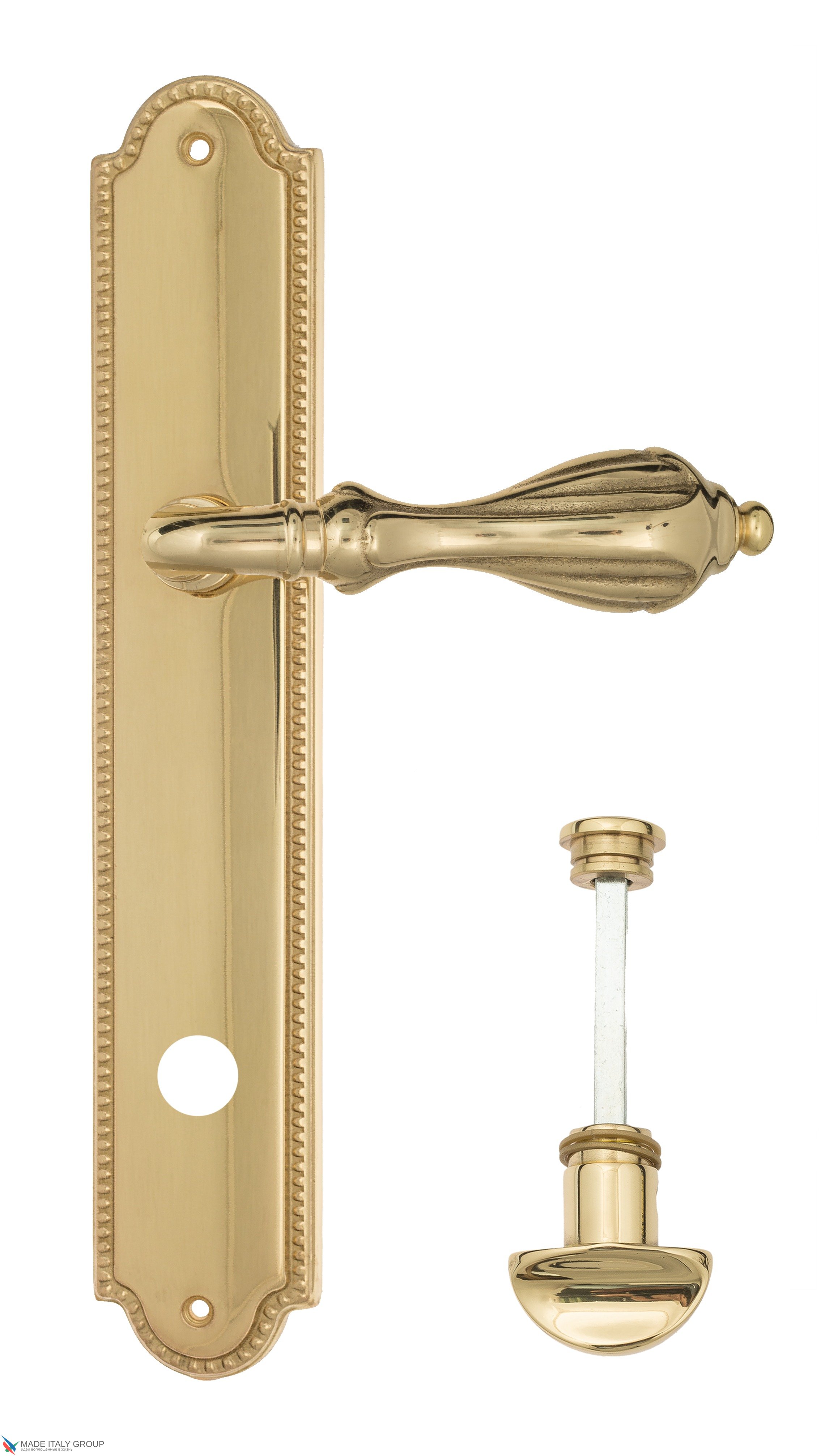 Дверная ручка Venezia "ANAFESTO" WC-2 на планке PL98 полированная латунь