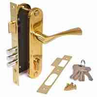 Ручка дверная на планке с замком Apecs 1523/60-G золото
