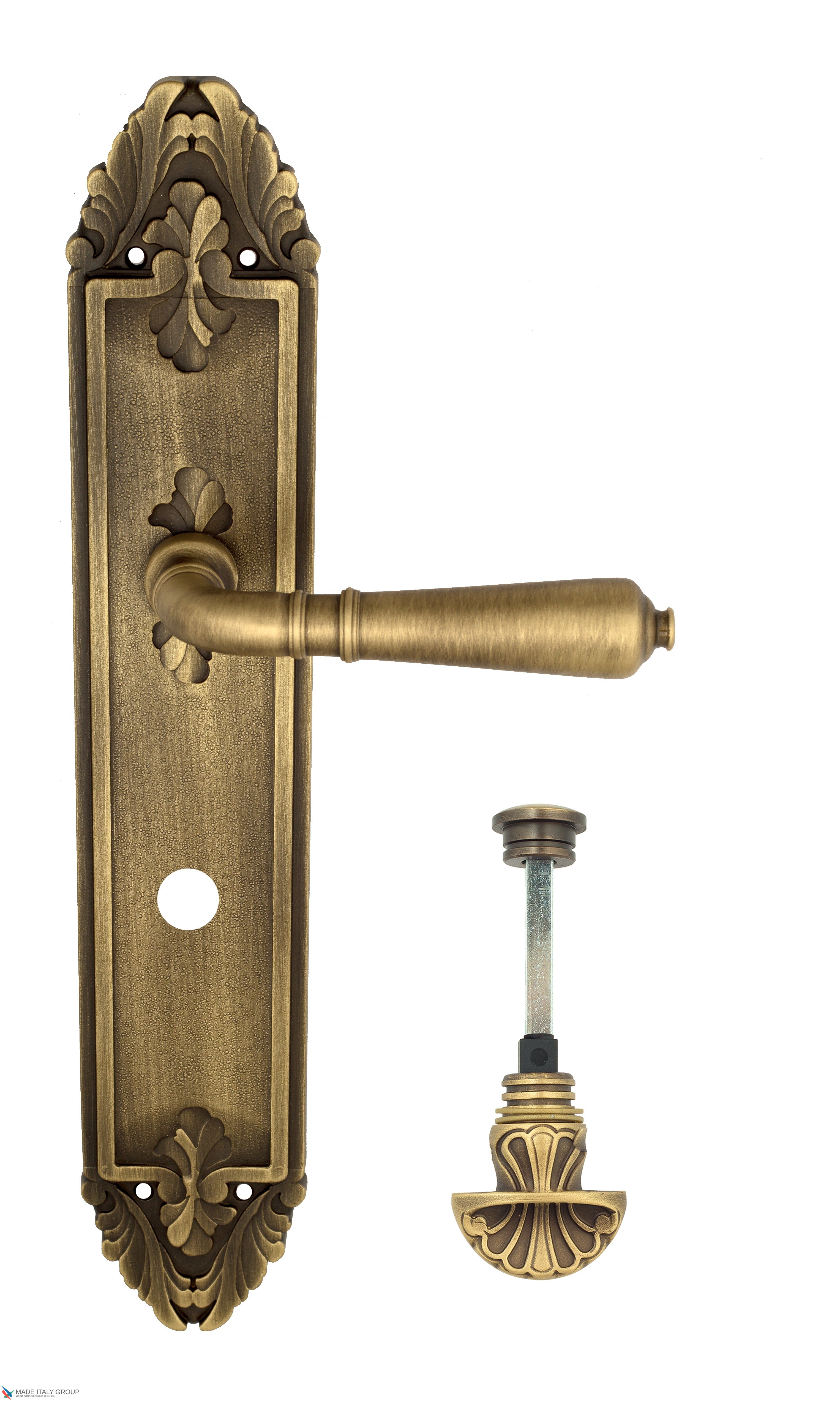 Дверная ручка Venezia "VIGNOLE" WC-4 на планке PL90 матовая бронза