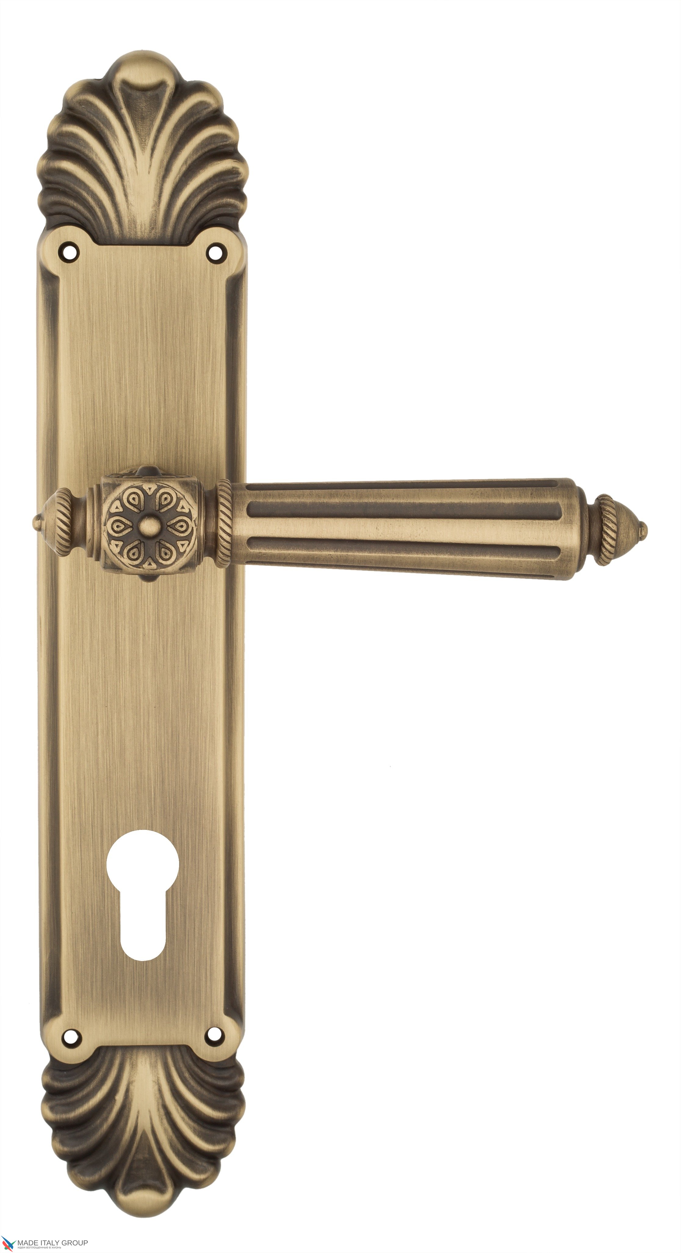 Дверная ручка Venezia "CASTELLO" CYL на планке PL87 матовая бронза