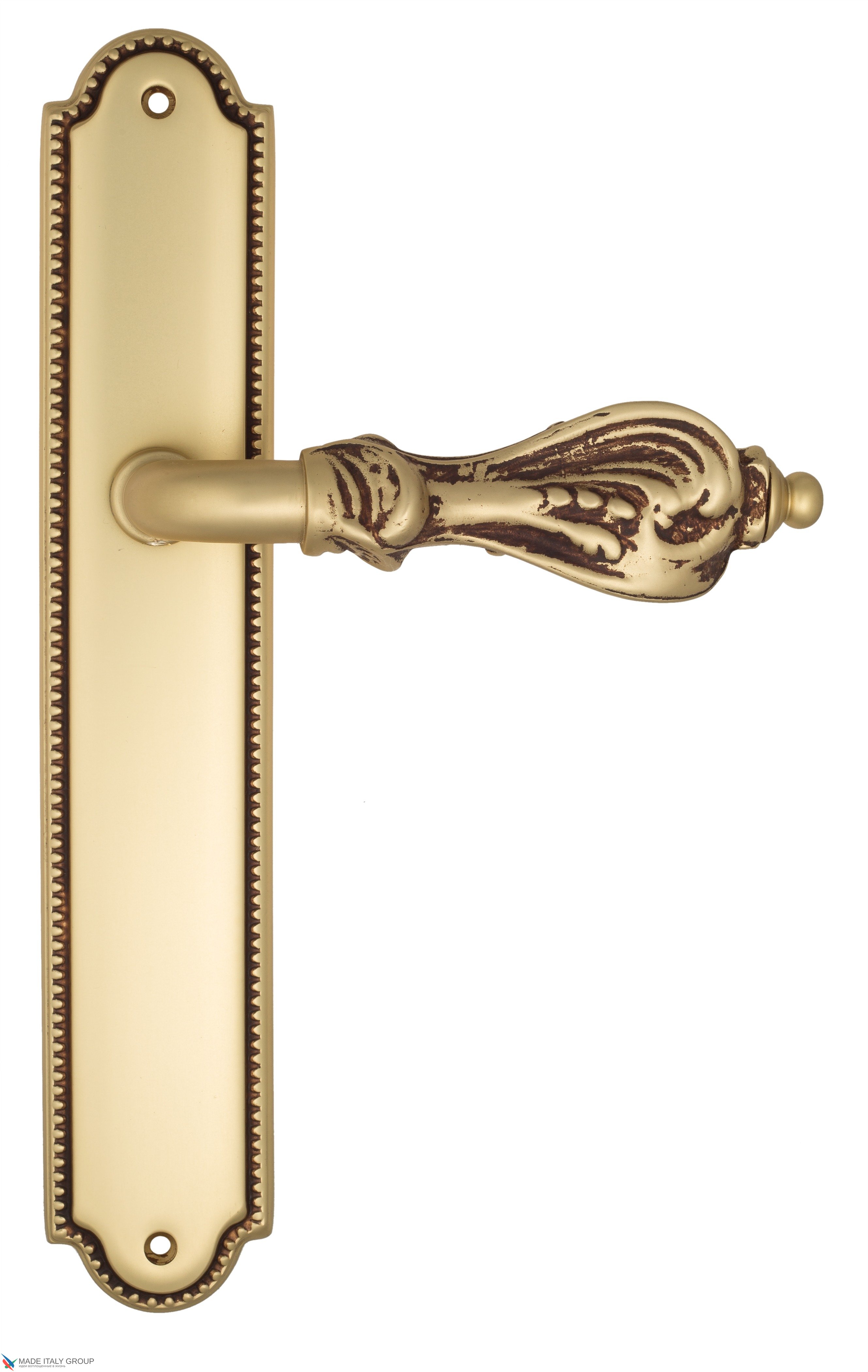 Дверная ручка Venezia "FLORENCE" на планке PL98 французское золото + коричневый