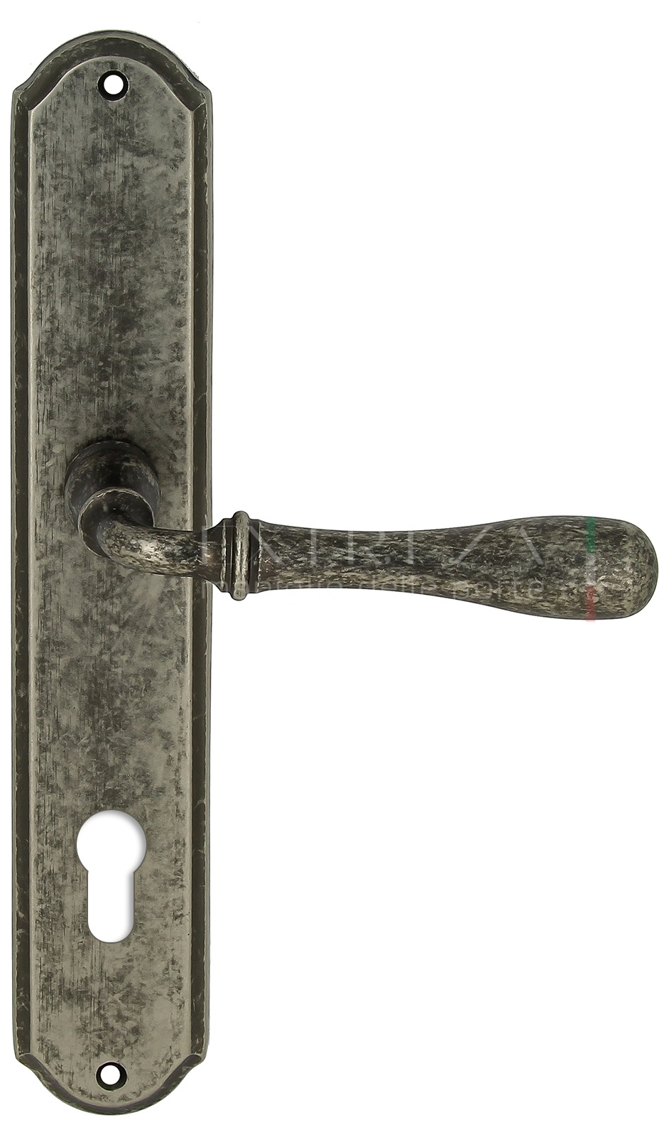 Ручка дверная Extreza CARRERA (Каррера) 321 на планке PL01 CYL античное серебро F45
