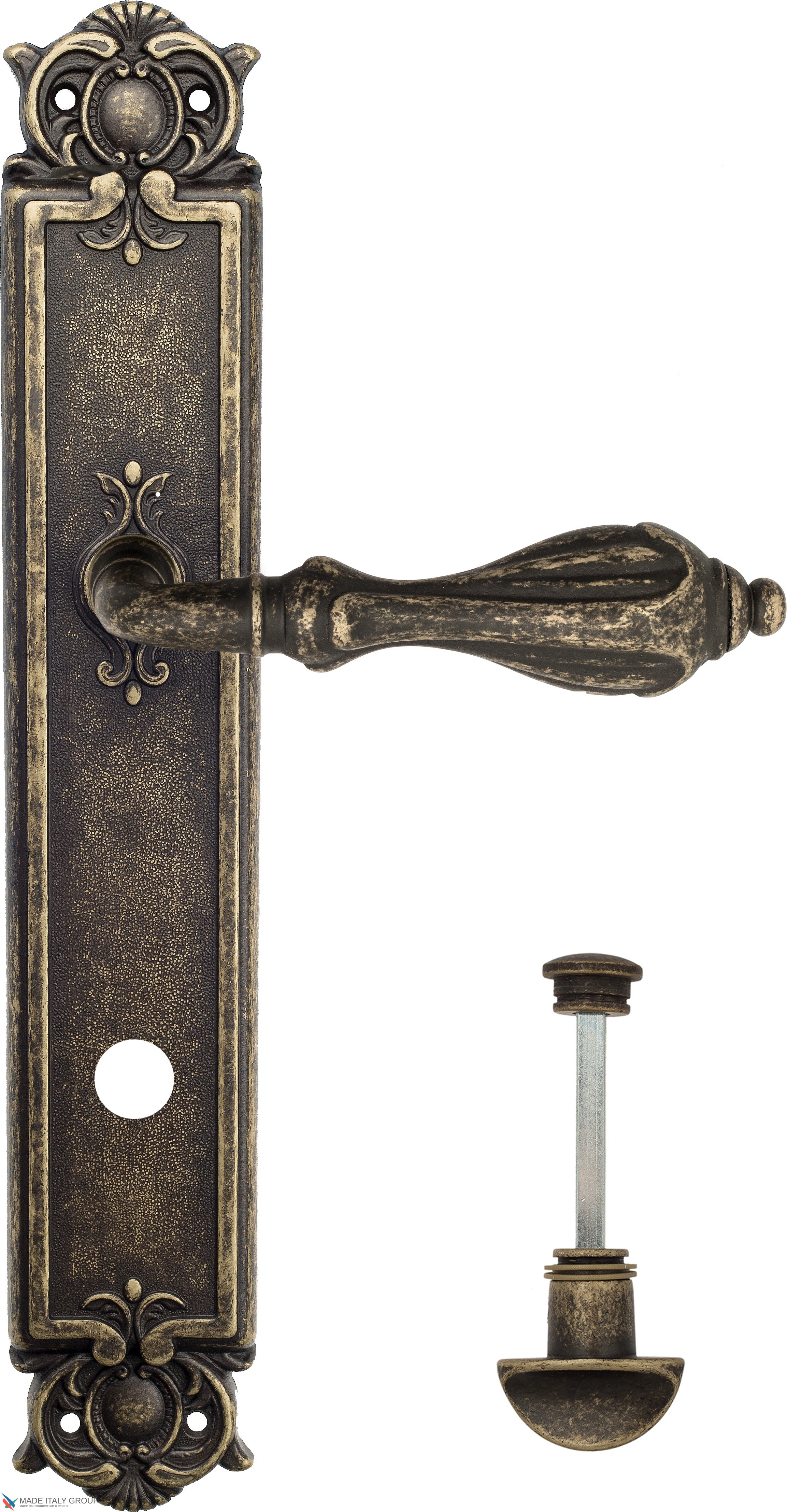 Дверная ручка Venezia "ANAFESTO" WC-2 на планке PL97 античная бронза