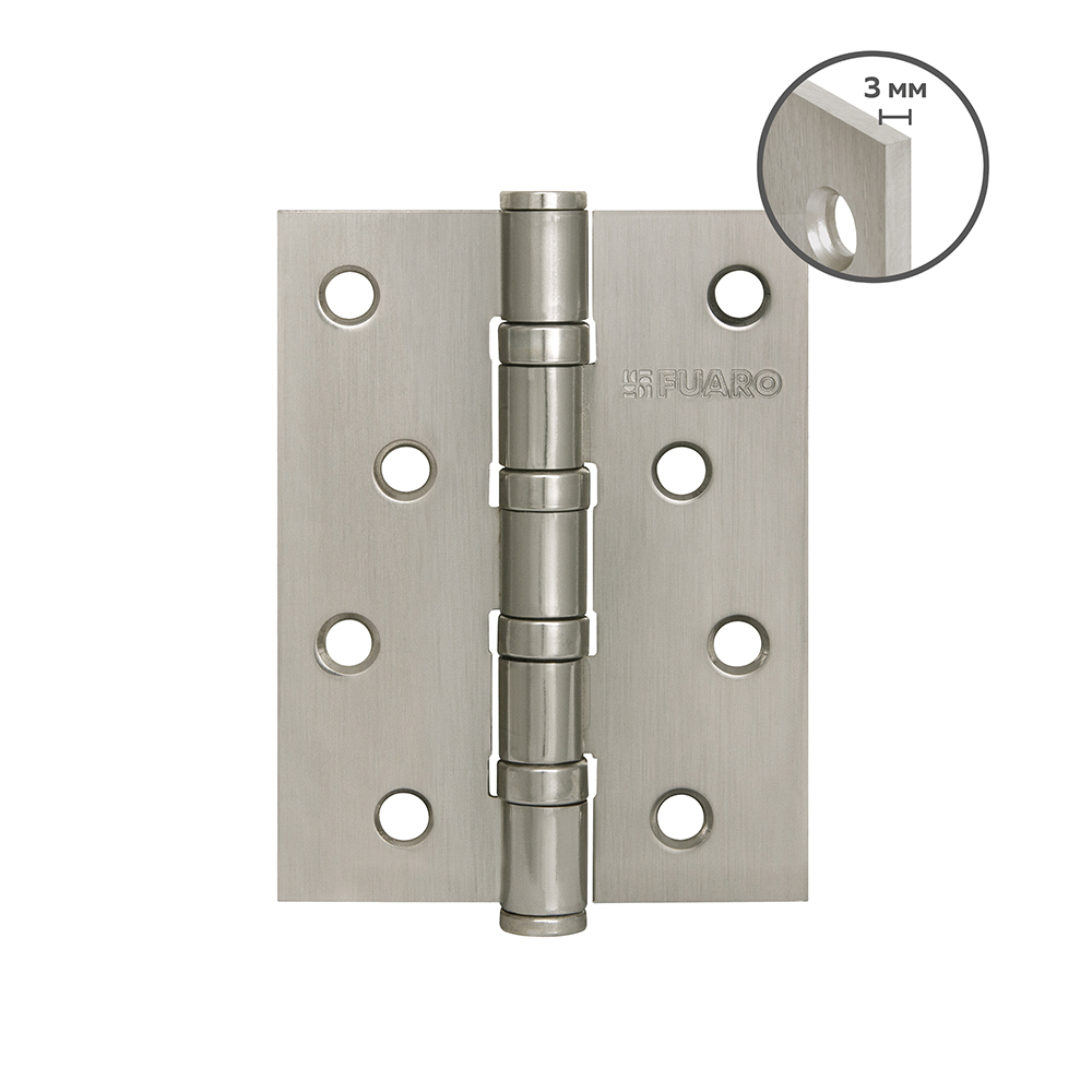 Комплект 8 шт. - Петля Fuaro (Фуаро) универсальная HEAVY IN4400U SN (матовый никель) 100х75х3 мм