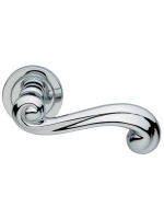 Ручка дверная Morelli Luxury PLAZA R2 CRO раздельная на круглой розетке, цвет хром, латунь