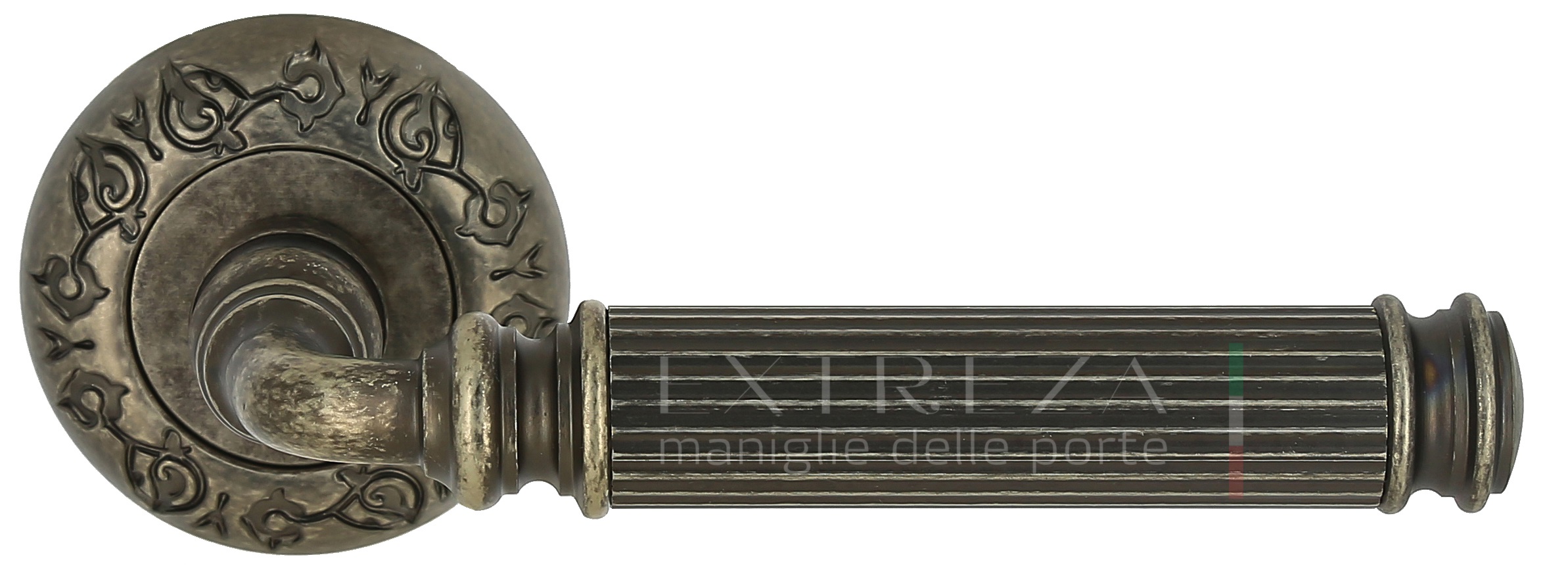 Ручка дверная Extreza BENITO (Бенито) 307 на розетке R04 античное серебро F45